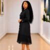 Elegant Color Block Shirt Dress