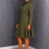 Elegant Color Block Shirt Dress