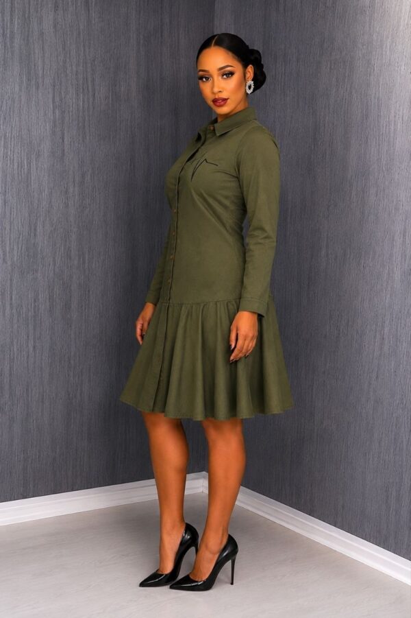 Elegant Color Block Shirt Dress
