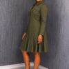 Elegant Color Block Shirt Dress