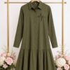 Elegant Color Block Shirt Dress