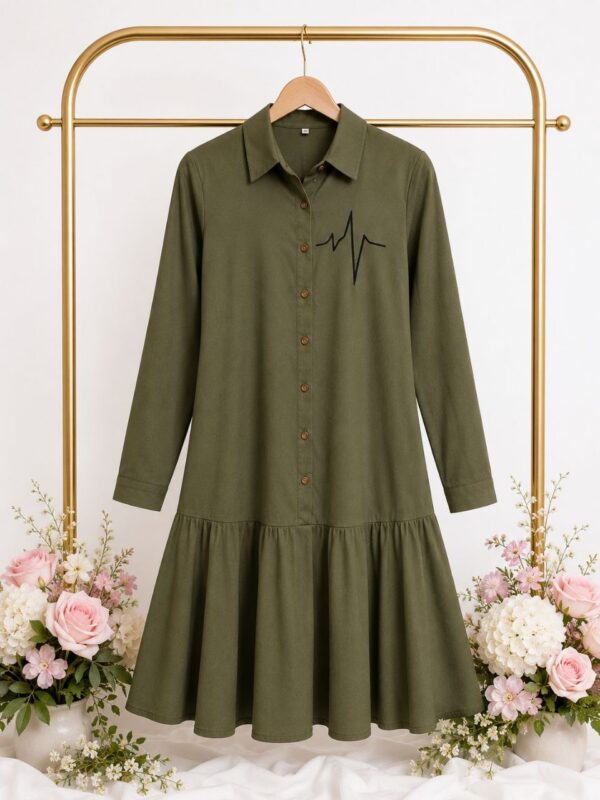 Elegant Color Block Shirt Dress
