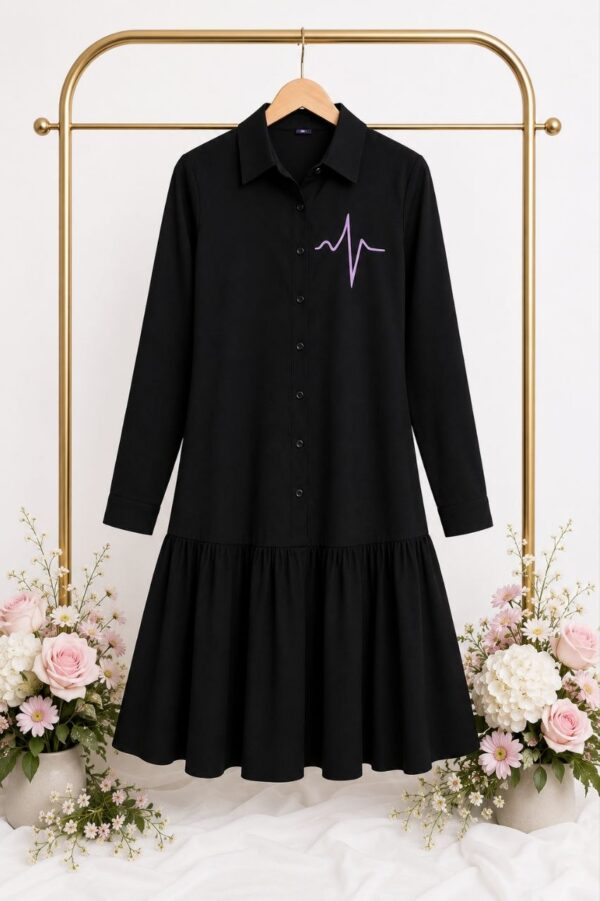Elegant Color Block Shirt Dress