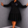 Elegant Color Block Shirt Dress