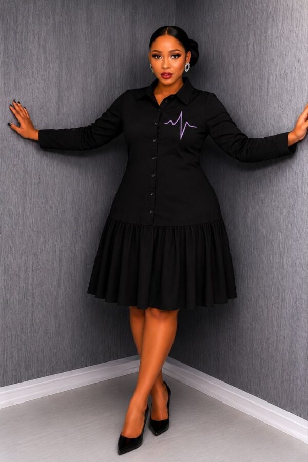 Elegant Color Block Shirt Dress
