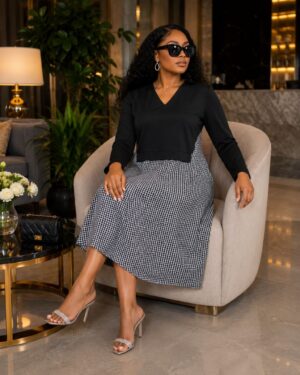 Black & White Gingham A-Line Dress - Wholesale
