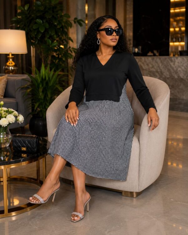 Black & White Gingham A-Line Dress - Wholesale