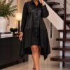 Elegant Color Block Shirt Dress
