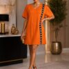 Elegant Color Block Shirt Dress