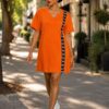 Elegant Color Block Shirt Dress