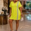 Elegant Color Block Shirt Dress