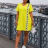 Elegant Color Block Shirt Dress