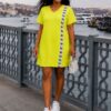 Elegant Color Block Shirt Dress