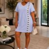 Elegant Color Block Shirt Dress