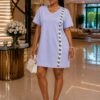 Elegant Color Block Shirt Dress