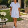 Elegant Color Block Shirt Dress