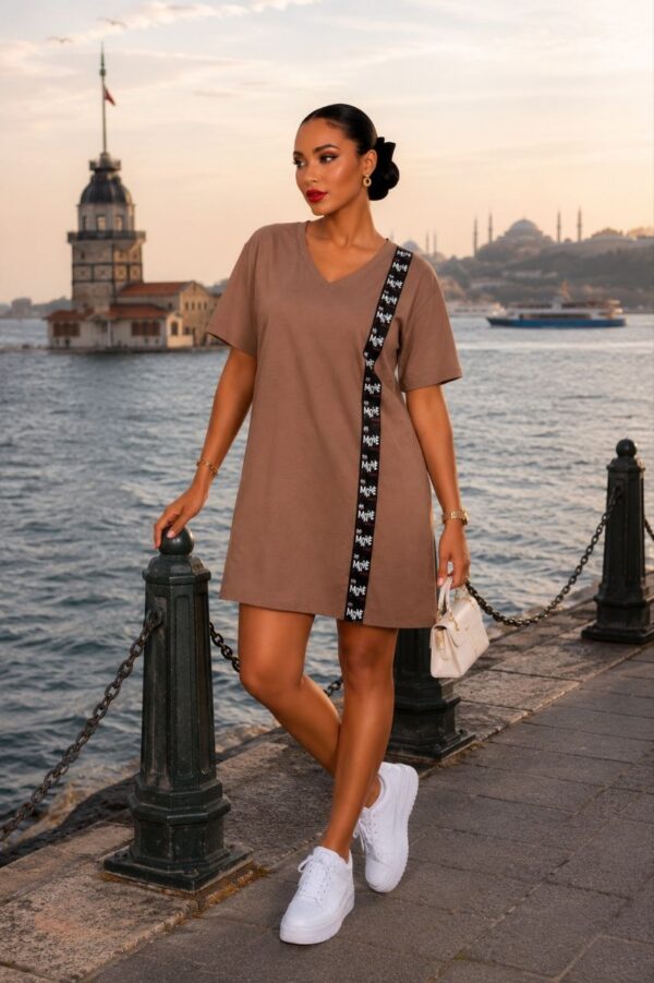 Elegant Color Block Shirt Dress
