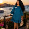Elegant Color Block Shirt Dress