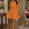 Elegant Color Block Shirt Dress