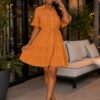 Elegant Color Block Shirt Dress