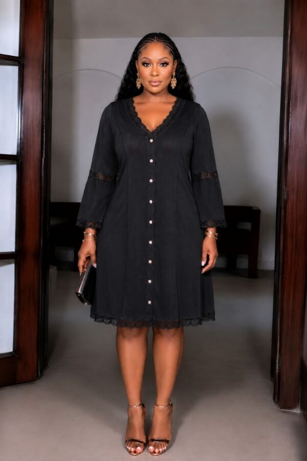 Elegant Color Block Shirt Dress