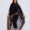 Black & Leopard Print Midi Dress - Premium Wholesale