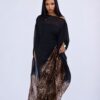 Black & Leopard Print Midi Dress - Premium Wholesale