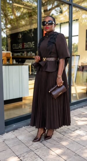 Premium Brown Beaded Blazer Dress - Wholesale