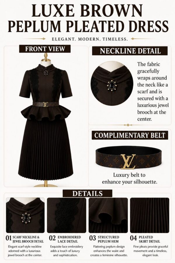 Premium Brown Beaded Blazer Dress - Wholesale