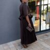 Premium Brown Beaded Blazer Dress - Wholesale
