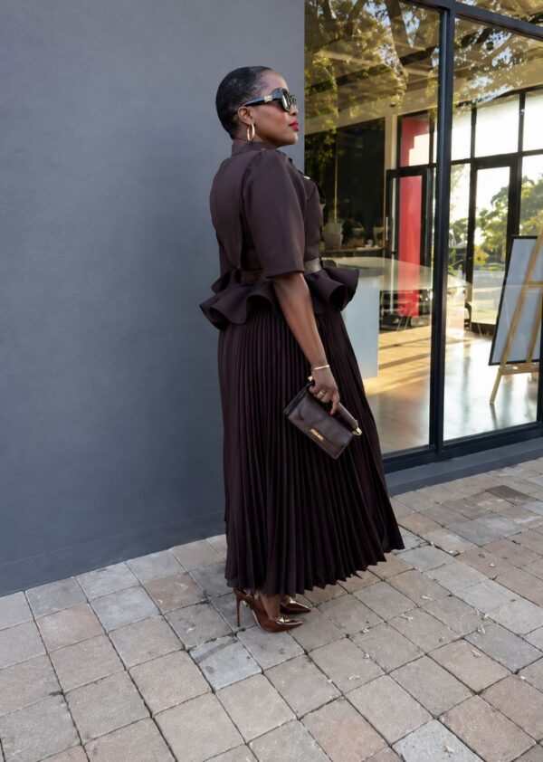Premium Brown Beaded Blazer Dress - Wholesale