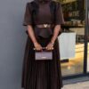 Premium Brown Beaded Blazer Dress - Wholesale