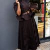 Premium Brown Beaded Blazer Dress - Wholesale