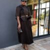 Premium Brown Beaded Blazer Dress - Wholesale