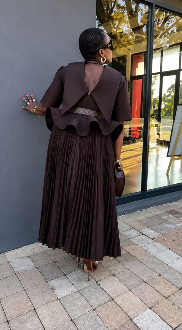 Premium Brown Beaded Blazer Dress - Wholesale