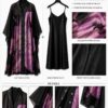 Black Rose Premium Kaftan Set - Two-Piece Satin Ensemble