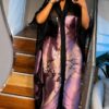 Black Rose Premium Kaftan Set - Two-Piece Satin Ensemble
