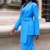 Premium Blue Three-Piece Blazer Set