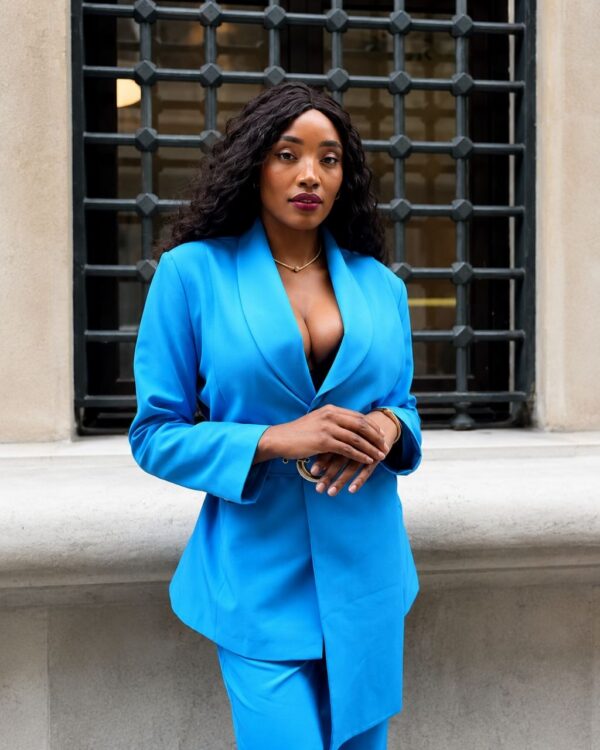 Premium Blue Three-Piece Blazer Set