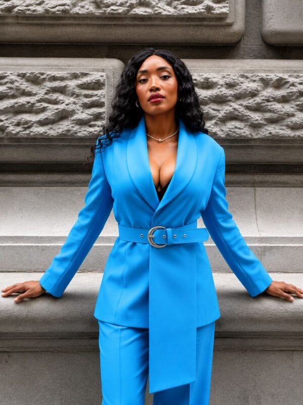 Premium Blue Three-Piece Blazer Set