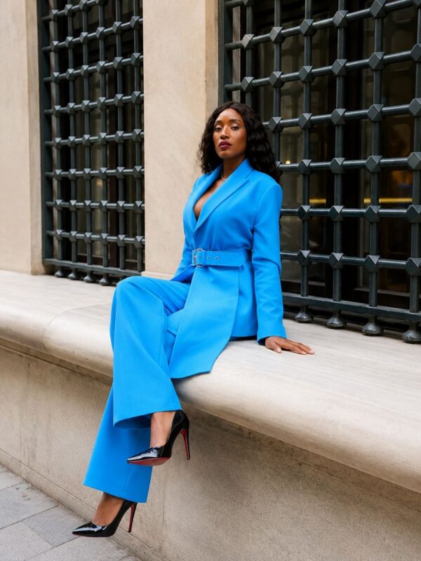 Premium Blue Three-Piece Blazer Set