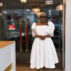 Premium White Puff Sleeve Dress - Wholesale Premium White Puff Sleeve Dress - Wholesale
