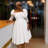 Premium White Puff Sleeve Dress - Wholesale Premium White Puff Sleeve Dress - Wholesale