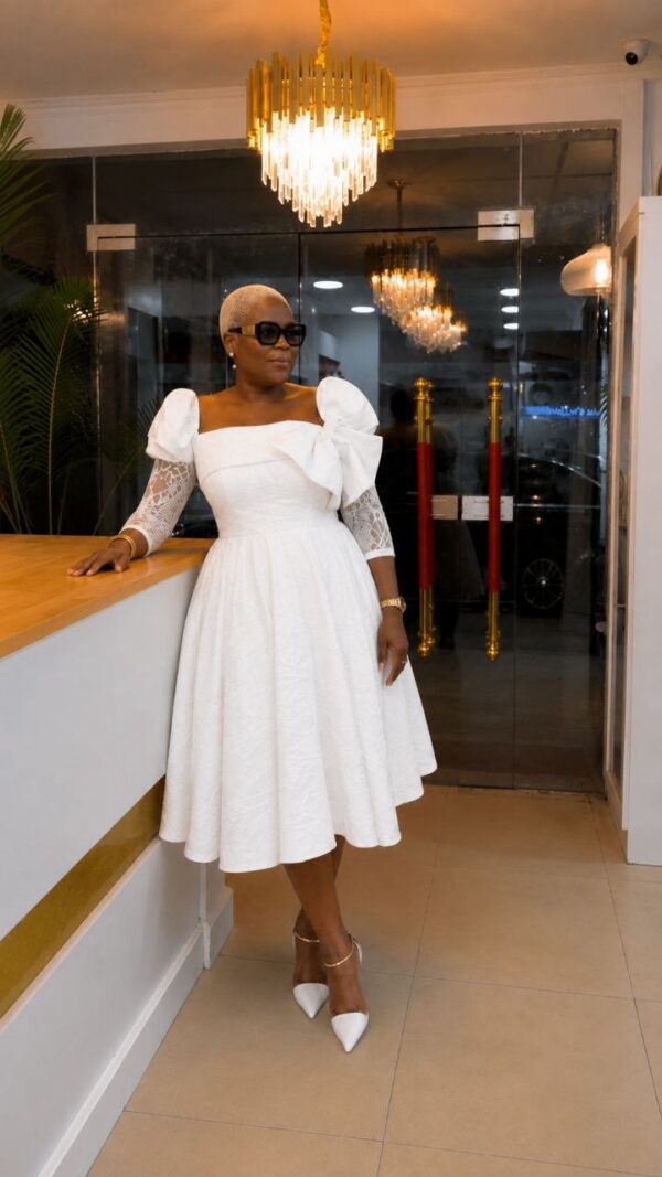 Premium White Puff Sleeve Dress - Wholesale Premium White Puff Sleeve Dress - Wholesale