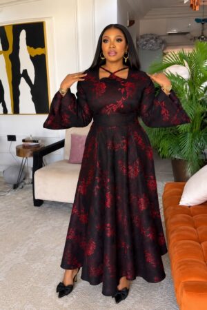 Premium Red Floral Dress - Wholesale 38-44