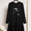 Elegant Color Block Shirt Dress