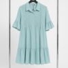 Elegant Color Block Shirt Dress