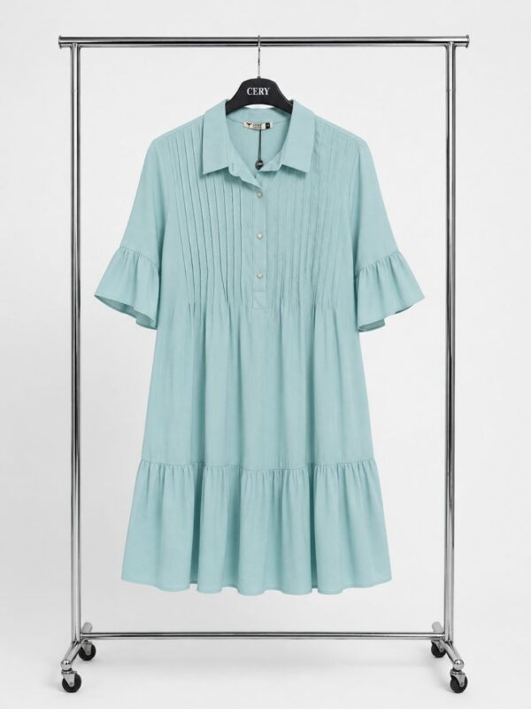 Elegant Color Block Shirt Dress