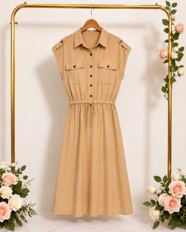 Elegant Color Block Shirt Dress
