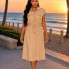 Elegant Color Block Shirt Dress
